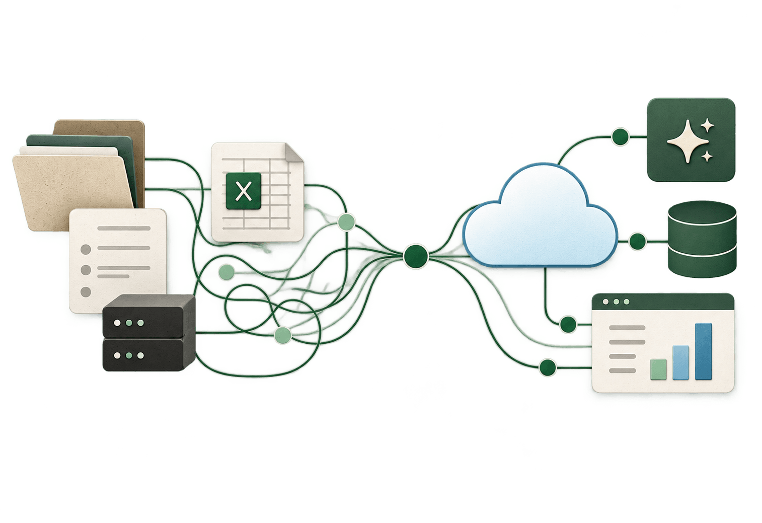 Local business systems connecting to cloud services, automation, secure data and reporting